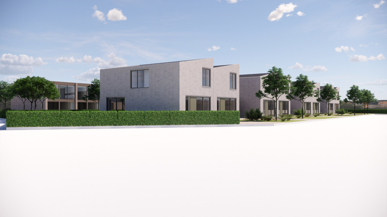 3D-render van de woningen gelegen in de Burgemeester Steyaertstraat