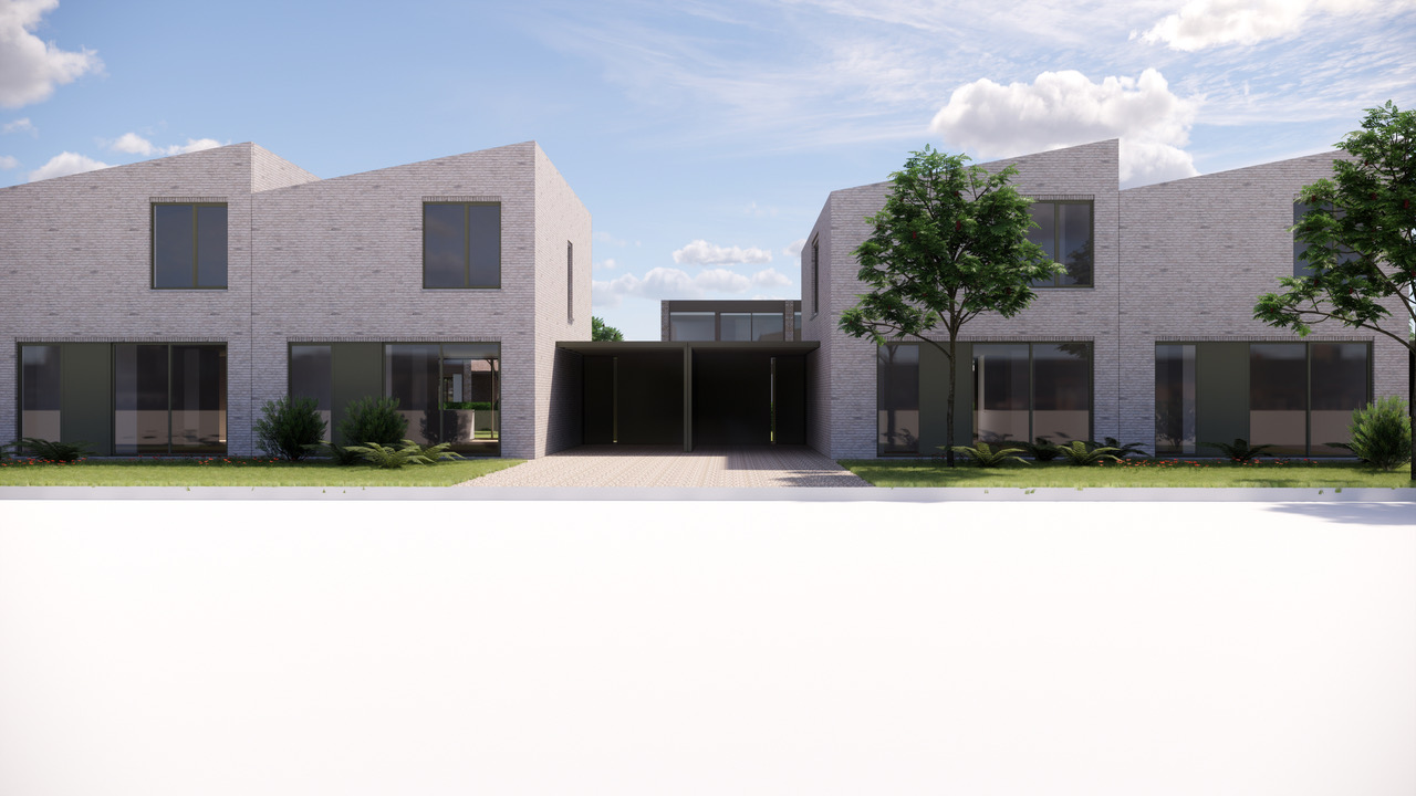 3D-render van de woningen gelegen in de Burgemeester Steyaertstraat